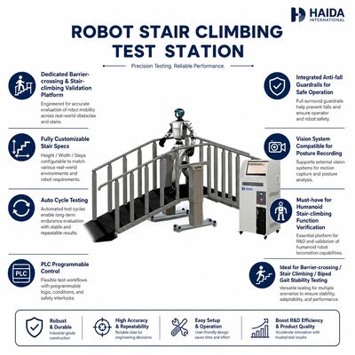 Robot Stair Climbing Test Station Stair Climbing Testing Equipment Dostosowywalne specyfikacje schodów PLC Control Anti Fall Guardrails